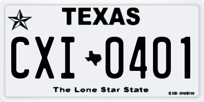 TX license plate CXI0401