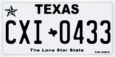 TX license plate CXI0433