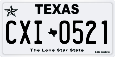 TX license plate CXI0521