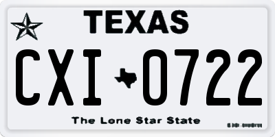 TX license plate CXI0722