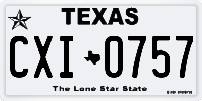 TX license plate CXI0757