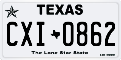 TX license plate CXI0862