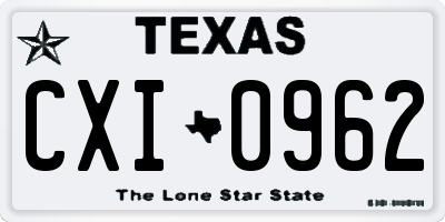 TX license plate CXI0962