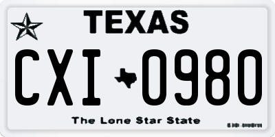 TX license plate CXI0980