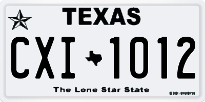 TX license plate CXI1012