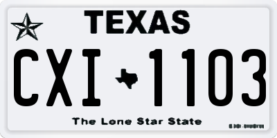 TX license plate CXI1103