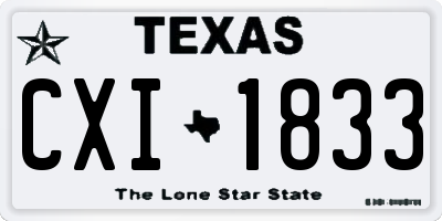 TX license plate CXI1833