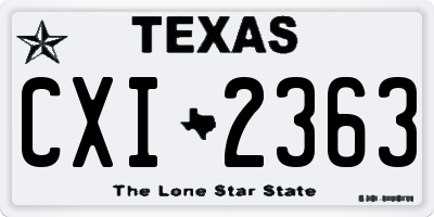 TX license plate CXI2363