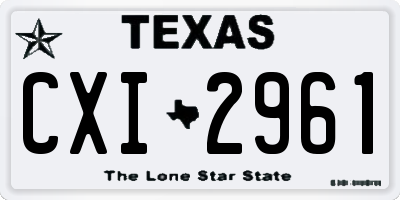 TX license plate CXI2961