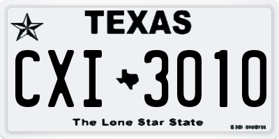 TX license plate CXI3010