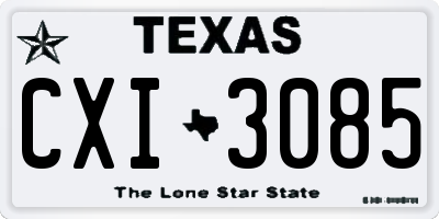 TX license plate CXI3085