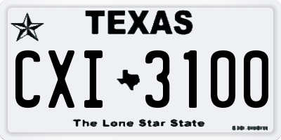 TX license plate CXI3100