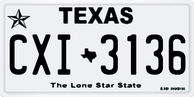 TX license plate CXI3136