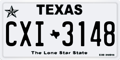 TX license plate CXI3148