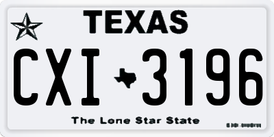 TX license plate CXI3196