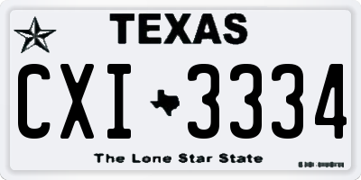 TX license plate CXI3334