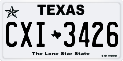 TX license plate CXI3426