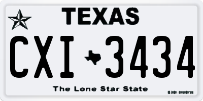 TX license plate CXI3434
