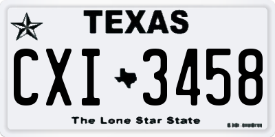 TX license plate CXI3458