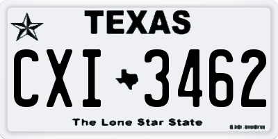 TX license plate CXI3462