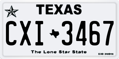 TX license plate CXI3467