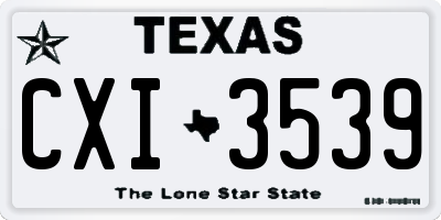 TX license plate CXI3539
