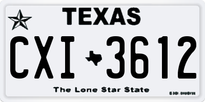 TX license plate CXI3612