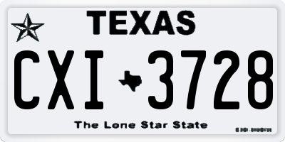 TX license plate CXI3728