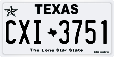 TX license plate CXI3751