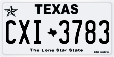 TX license plate CXI3783