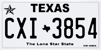 TX license plate CXI3854