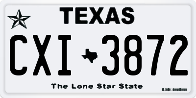 TX license plate CXI3872