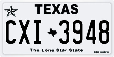 TX license plate CXI3948