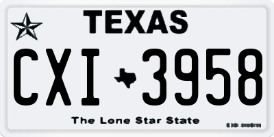 TX license plate CXI3958