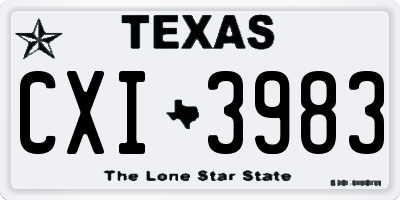 TX license plate CXI3983