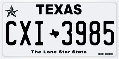 TX license plate CXI3985