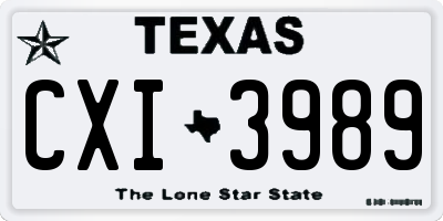 TX license plate CXI3989