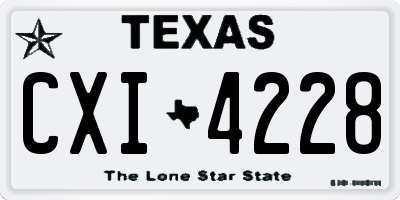 TX license plate CXI4228