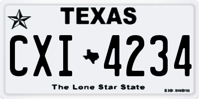 TX license plate CXI4234