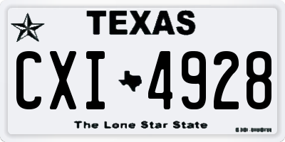 TX license plate CXI4928