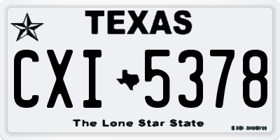 TX license plate CXI5378