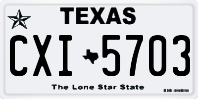 TX license plate CXI5703