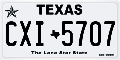 TX license plate CXI5707