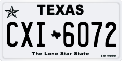 TX license plate CXI6072