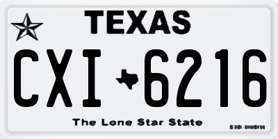 TX license plate CXI6216