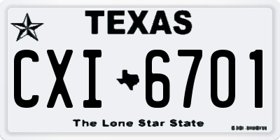 TX license plate CXI6701