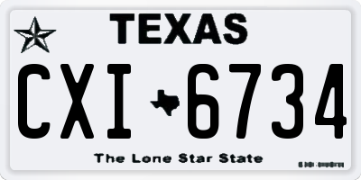 TX license plate CXI6734