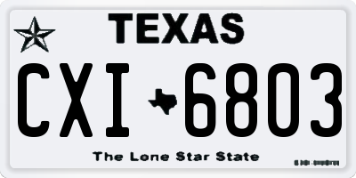 TX license plate CXI6803