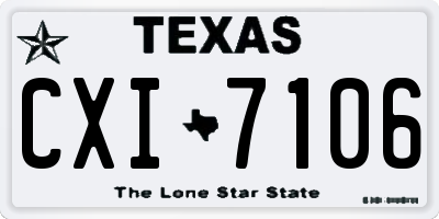 TX license plate CXI7106