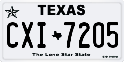 TX license plate CXI7205